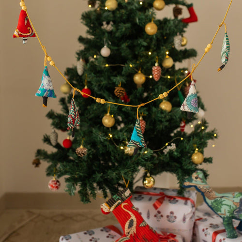 Zero Waste Red Tropical Christmas Stocking-Stockings-House of Ekam