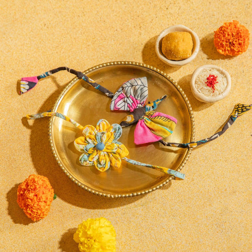 Zero Waste Sunflower and Butterfly Rakhis Set of 2-Rakhis-House of Ekam