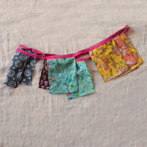 Zero waste floral blockprint buntings-Buntings-House of Ekam