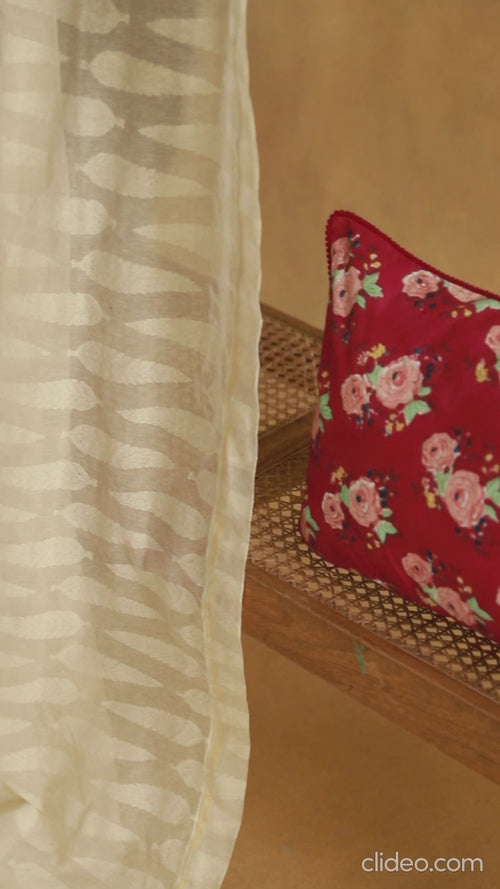 Dark Red Kentish Rose Blockprinted Cushion Cover