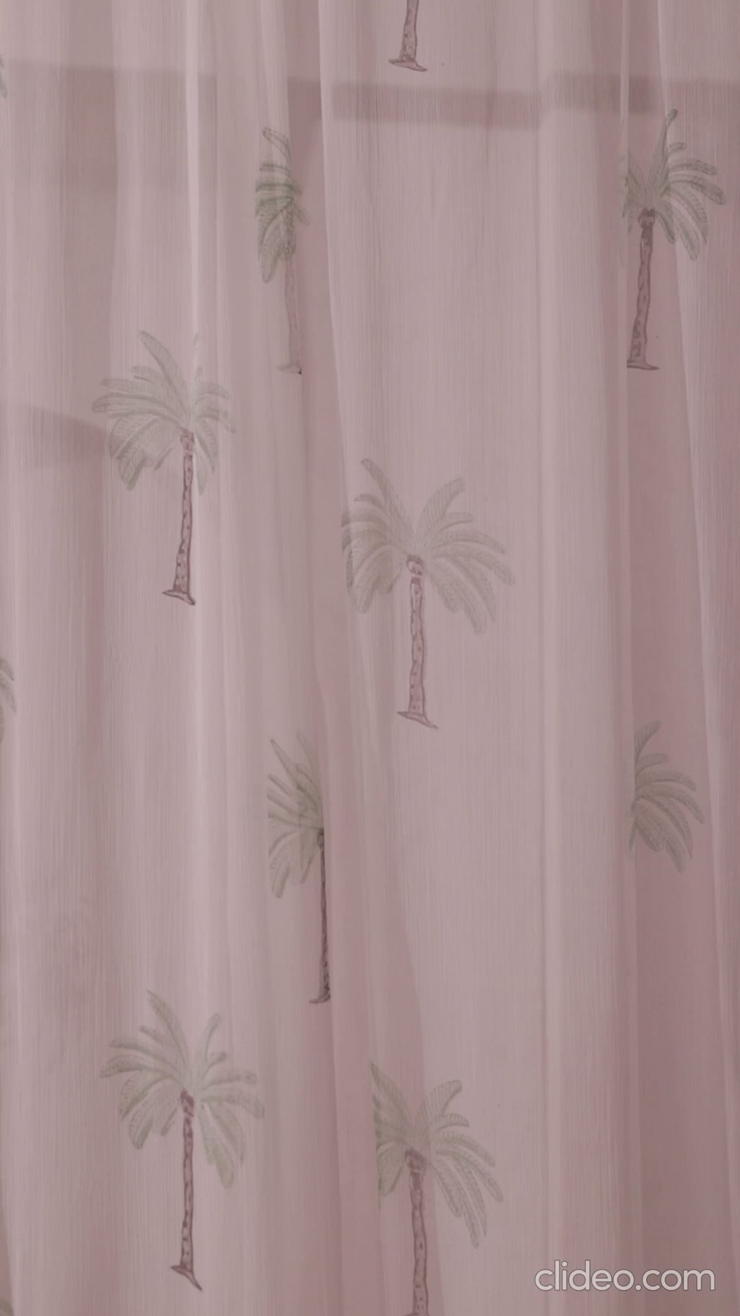 Chiffon Palm Hand Blockprinted Sheer Curtain