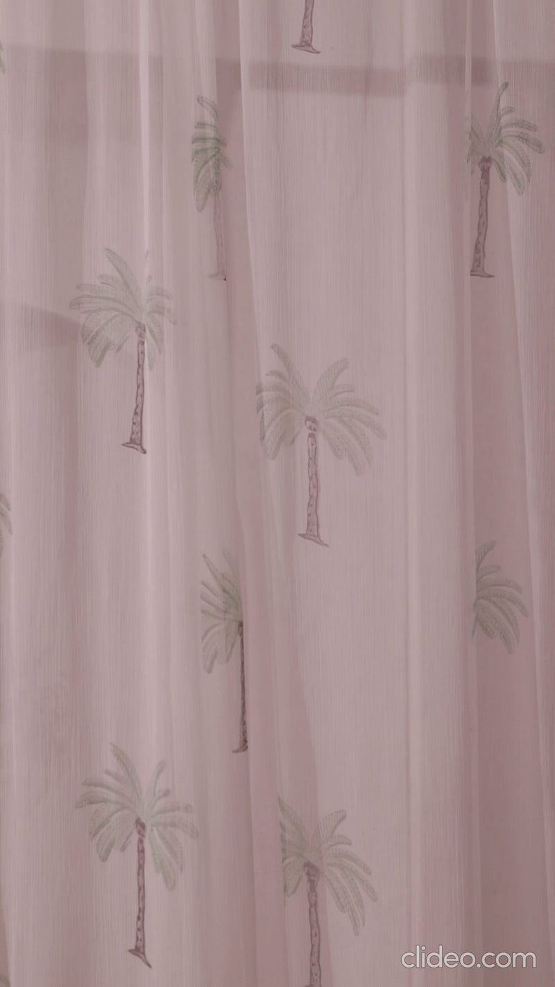 Chiffon Palm Hand Blockprinted Sheer Curtain
