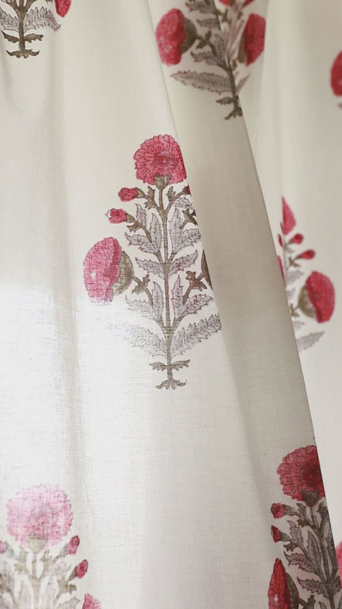 Red Poppy Blockprint Sheer Curtain