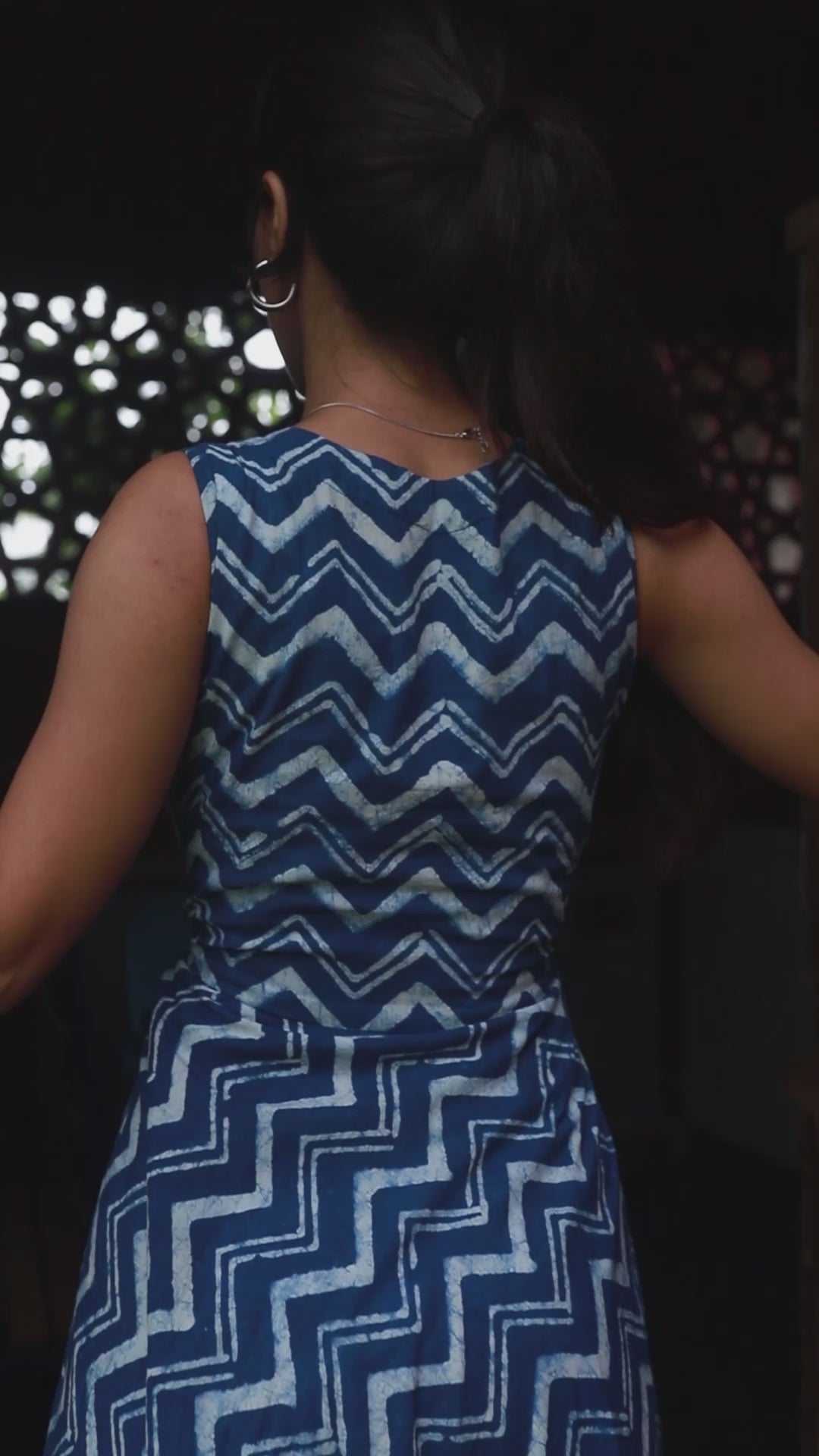Sukoon Indigo Chevron Long Dress