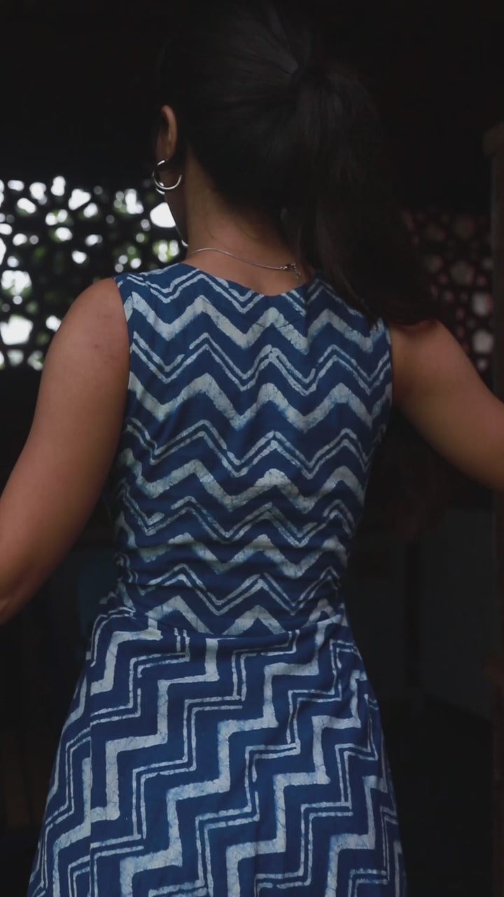 Sukoon Indigo Chevron Long Dress