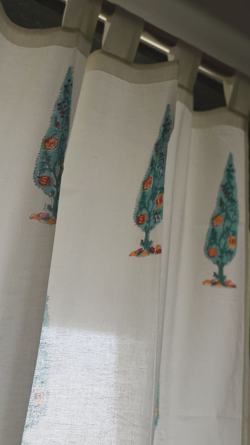 Cypress Sunset Blockprint Sheer Curtain
