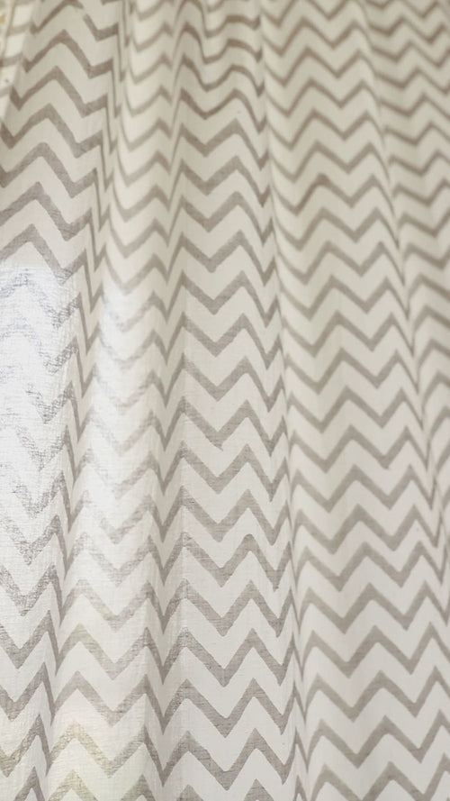 Grey Chevron Blockprint Sheer Curtain